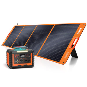 EBL Estación de energía portátil, generador solar de 1000 W y 2 paneles  solares portátiles de 100 W con 2 salidas de CA, 3 puertos USB QC3.0 y  PD60W