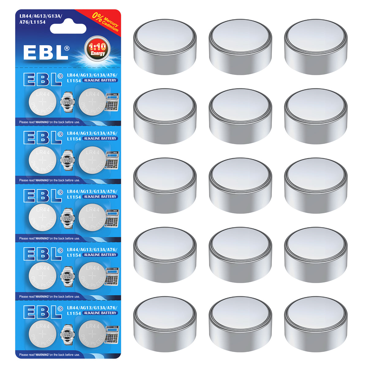 EBL LR44 AG13 G13A A76 L1154 Button Cell Alkaline Battery