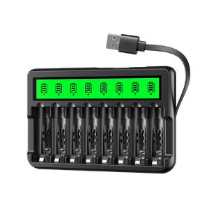 EBL 8 Bay LCD AA AAA Battery Charger with Built-in Cable