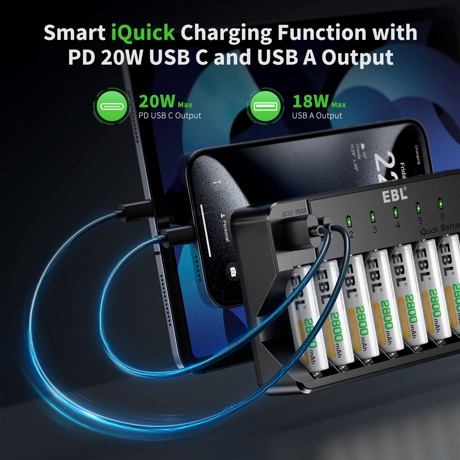 EBL 8 Bay Fast Rechargeable Battery Charger 