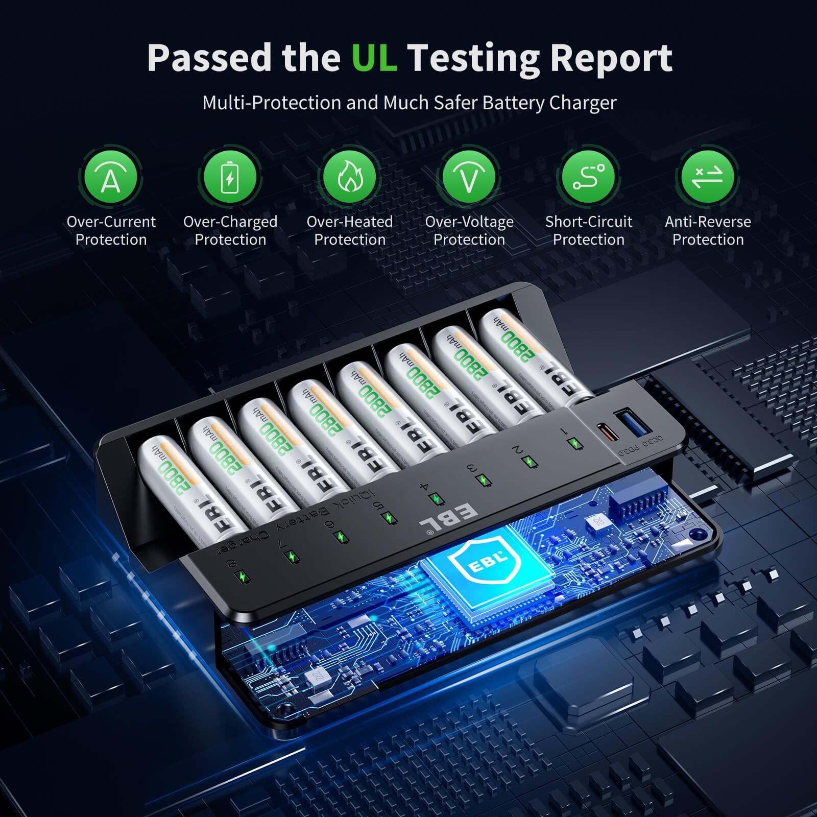 EBL 8 Bay Fast Rechargeable Battery Charger 