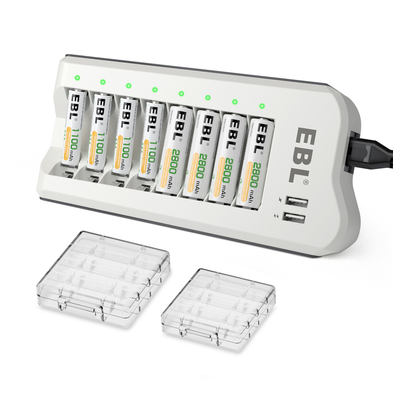 EBL 808U Battery Charger with AA/AAA Ni-MH Rechargeable Batteries