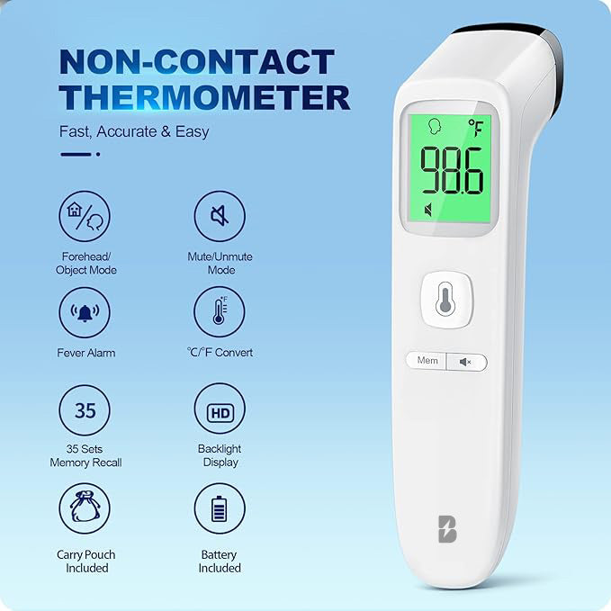 EBL Forehead Thermometer, Fast and Accurate Temperature Readings for All Ages