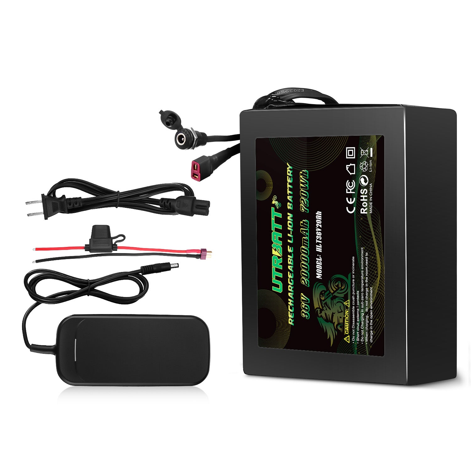 36V 20AH Li-ion Electric Bike Battery with 42V 2A Charger