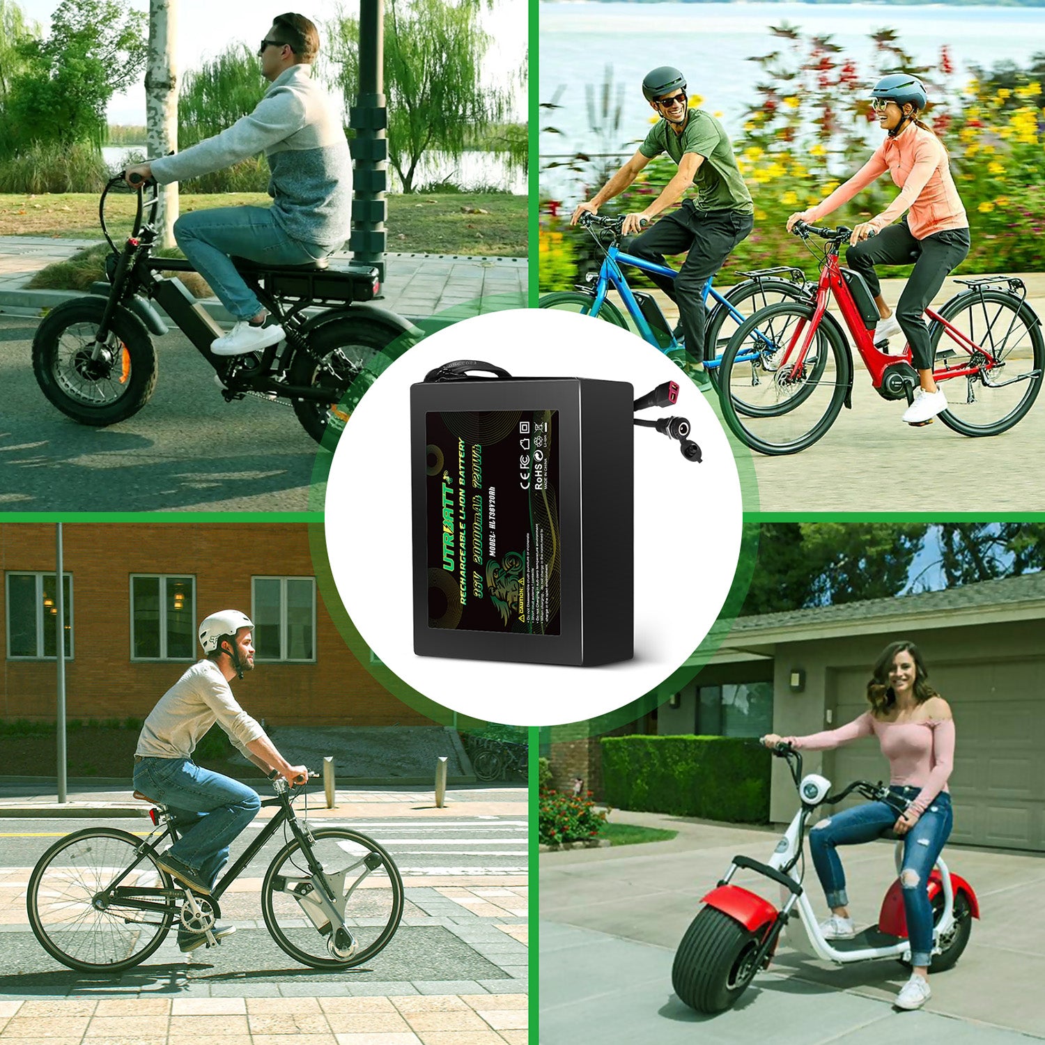 36V 20AH Li-ion Electric Bike Battery with 42V 2A Charger