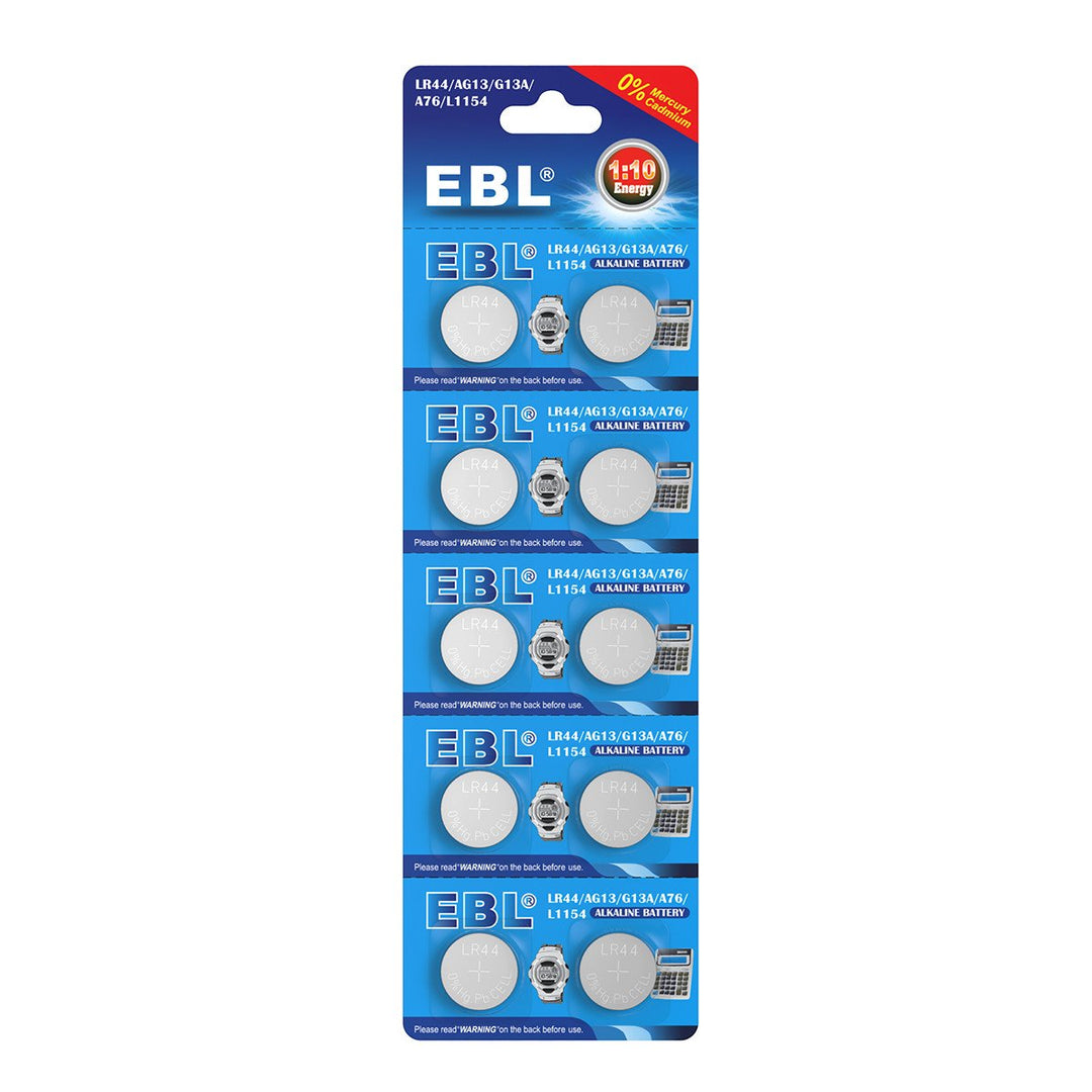 Pila alcalina de botón EBL LR44 AG13 G13A A76 L1154