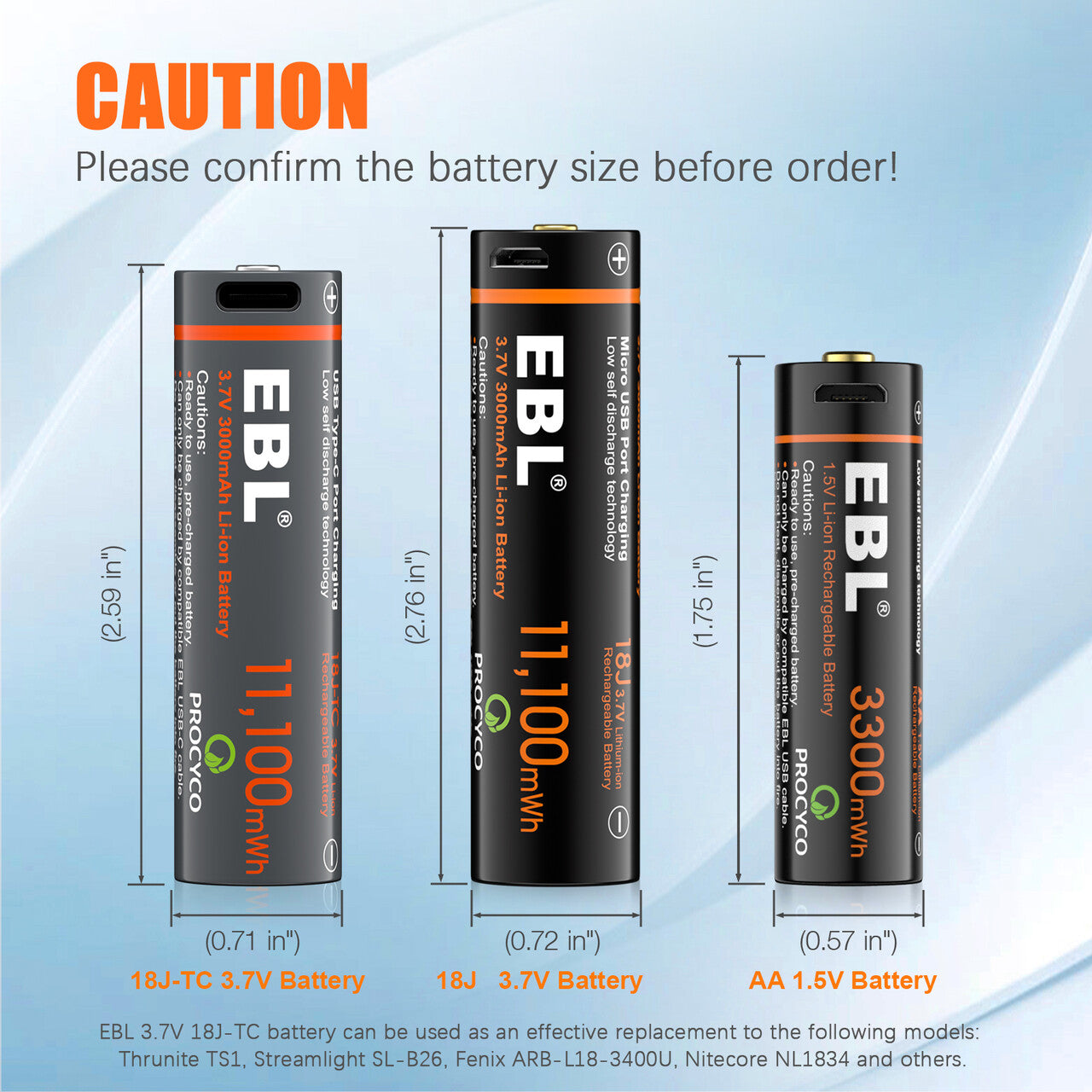 EBL 3.7V Rechargeable Batteries 3000mAh with USB Charging