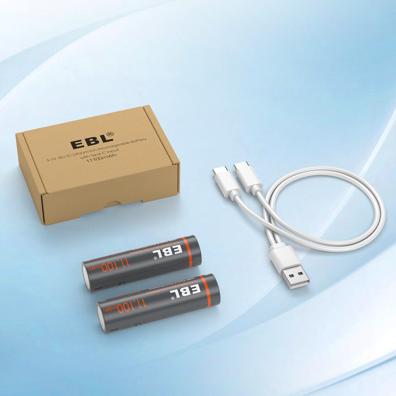 EBL 3.7V Rechargeable Batteries 3000mAh with USB Charging