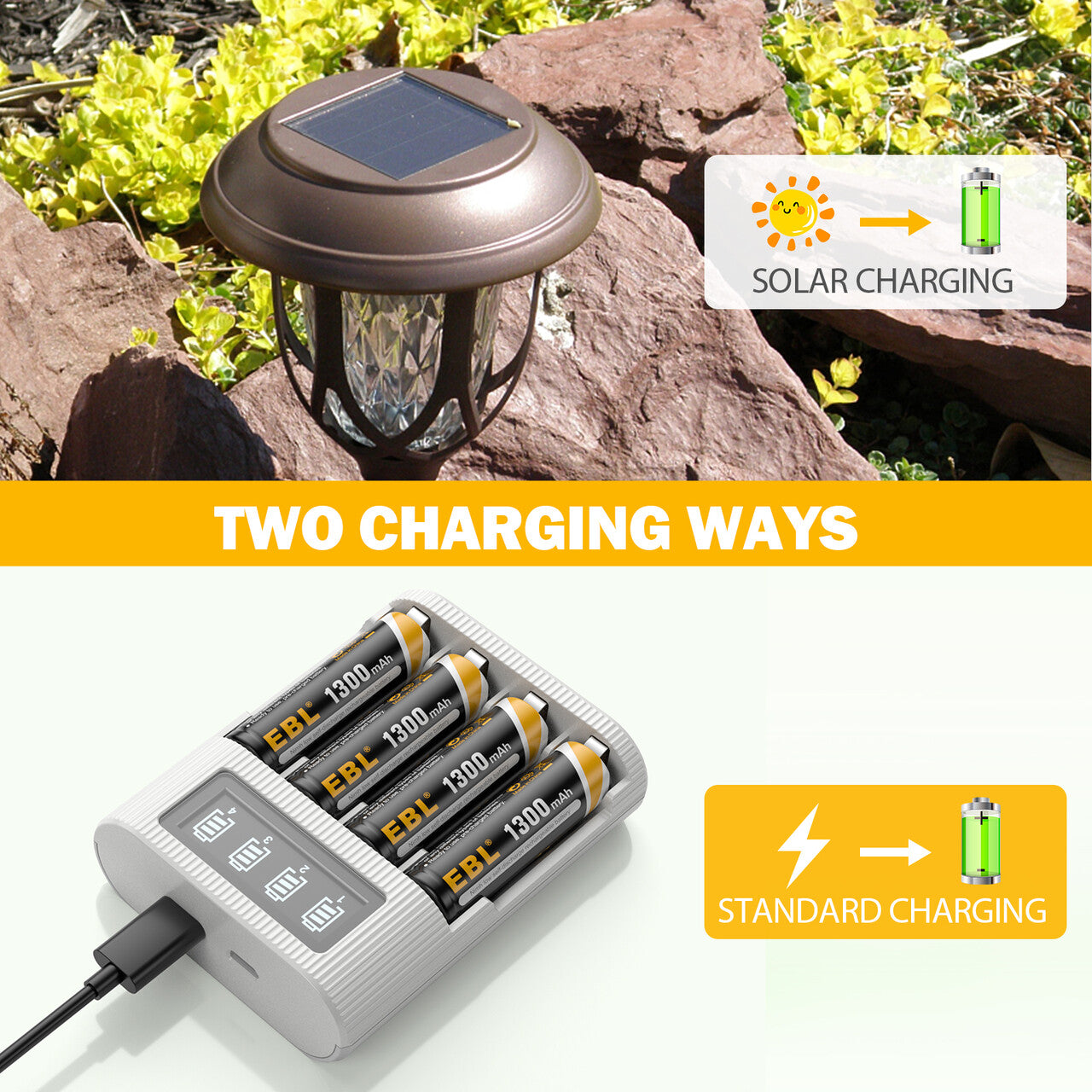 EBL AA Rechargeable Batteries for Solar Lights