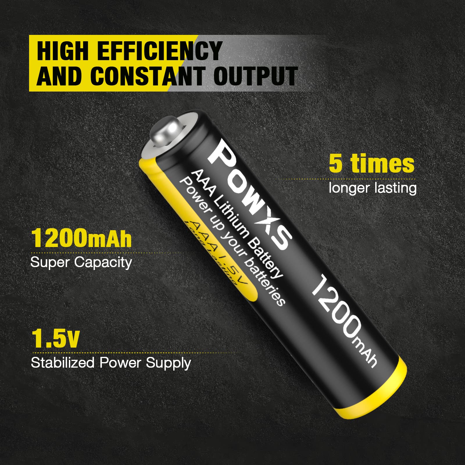 POWXS 1.5V AAA Lithium Batteries 1200mAh