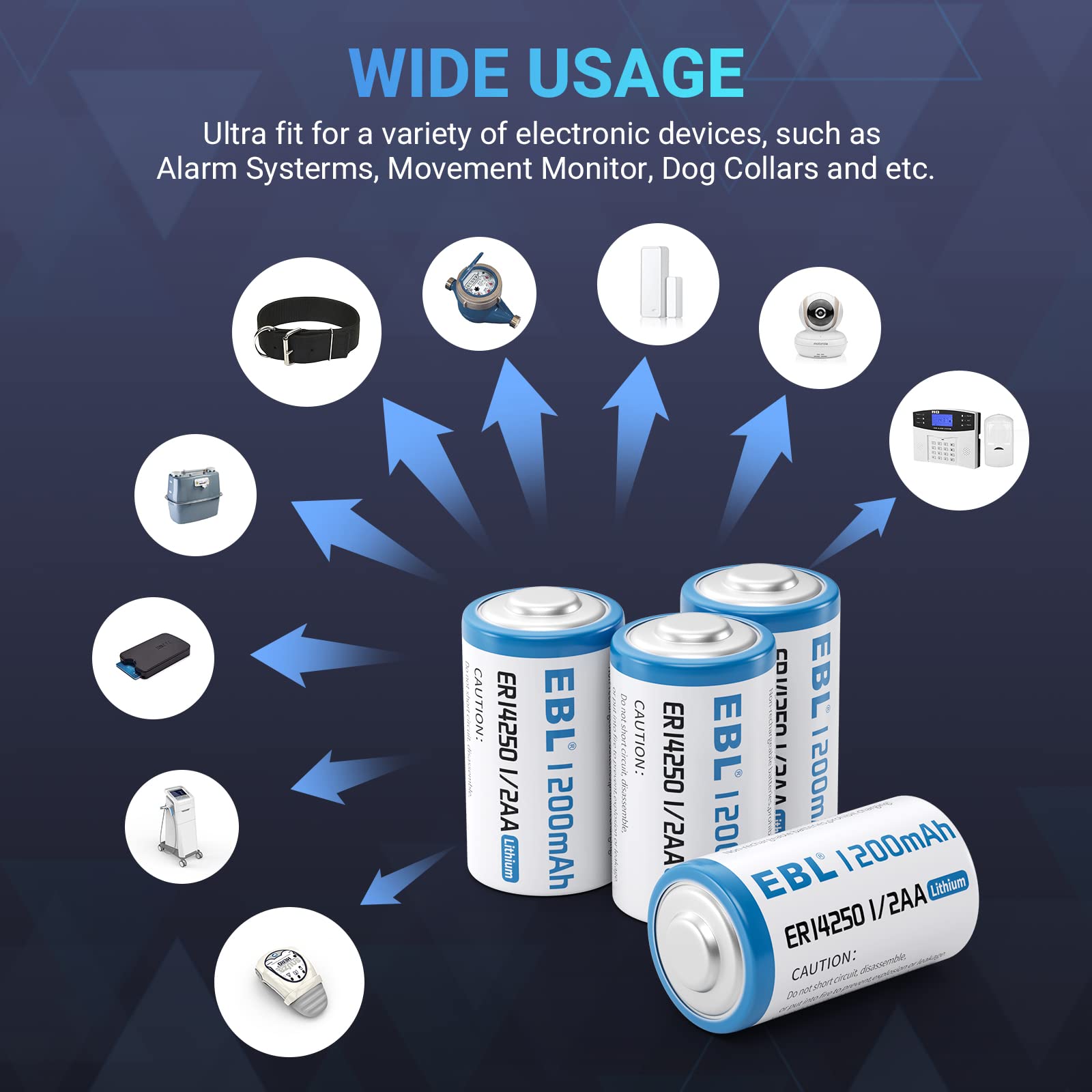 EBL ER14250 1/2 AA Non-Rechargeable Batteries 3.6V 1200 mAh