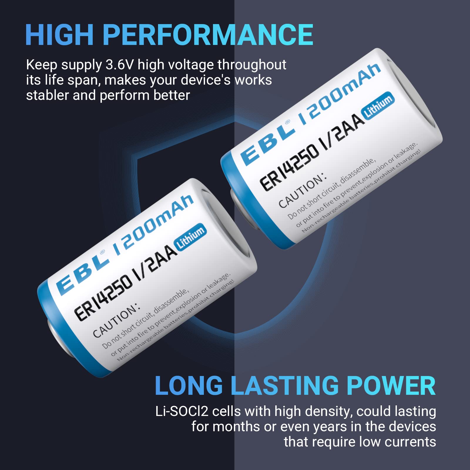 EBL ER14250 1/2 AA Non-Rechargeable Batteries 3.6V 1200 mAh