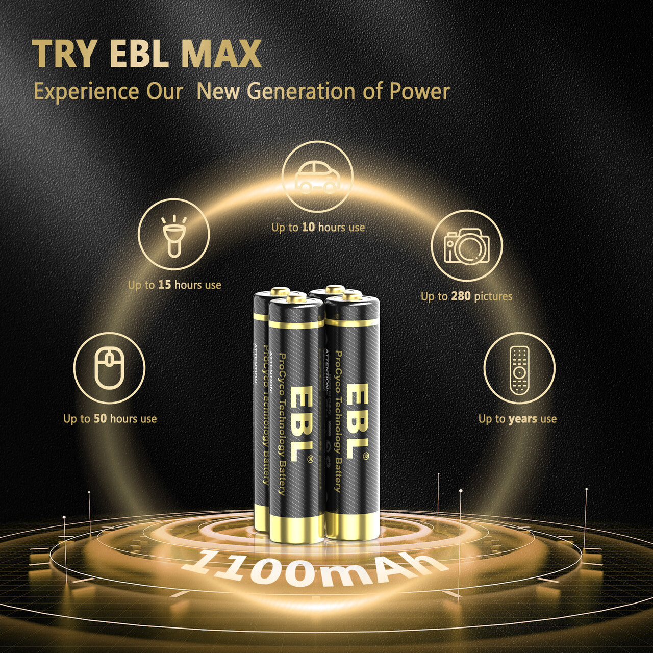 EBL Gold Pro Rechargeable AAA Batteries