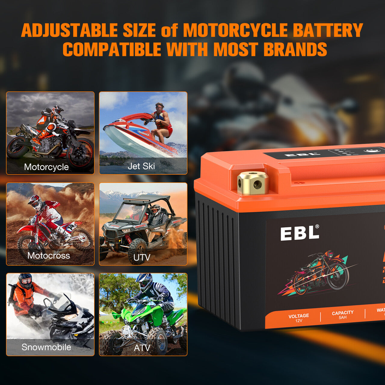 EBL Lithium Motorcycle Battery 12V-3.5Ah