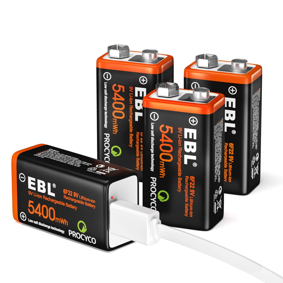 Lot 9V 9 Volt 6F22 Li-ion Rechargeable Battery / USB Batteries Charger  600mAh
