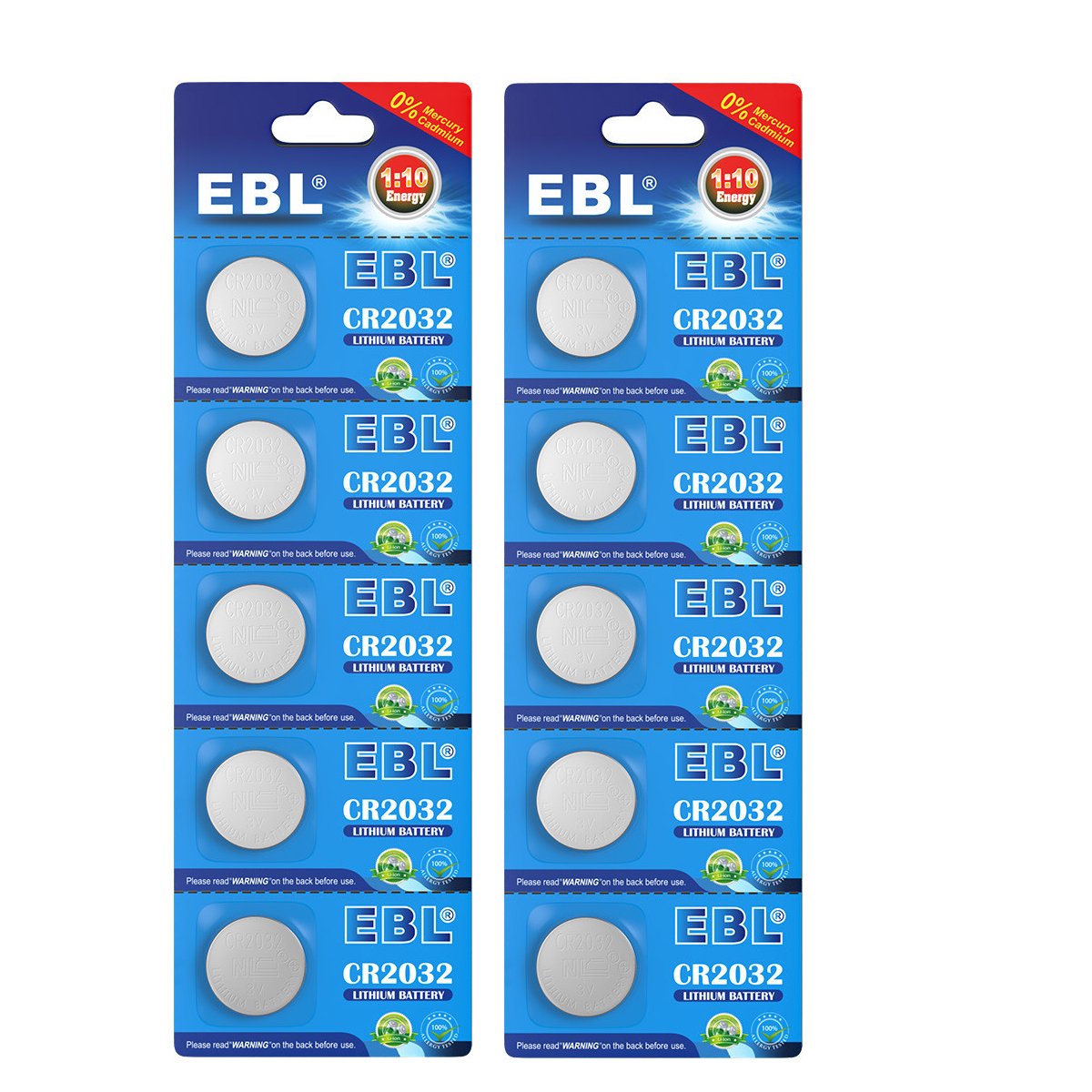 EBL 3V CR2032 Lithium Coin Button Battery Cell