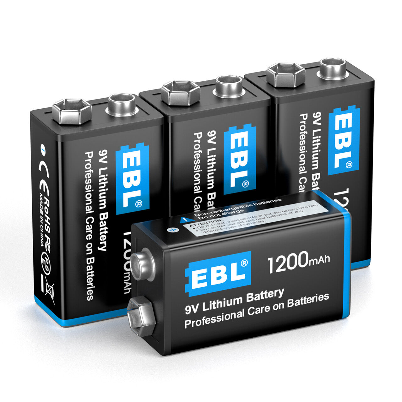 EBL Non-Rechargeable 1200mAh 9V Lithium Batteries