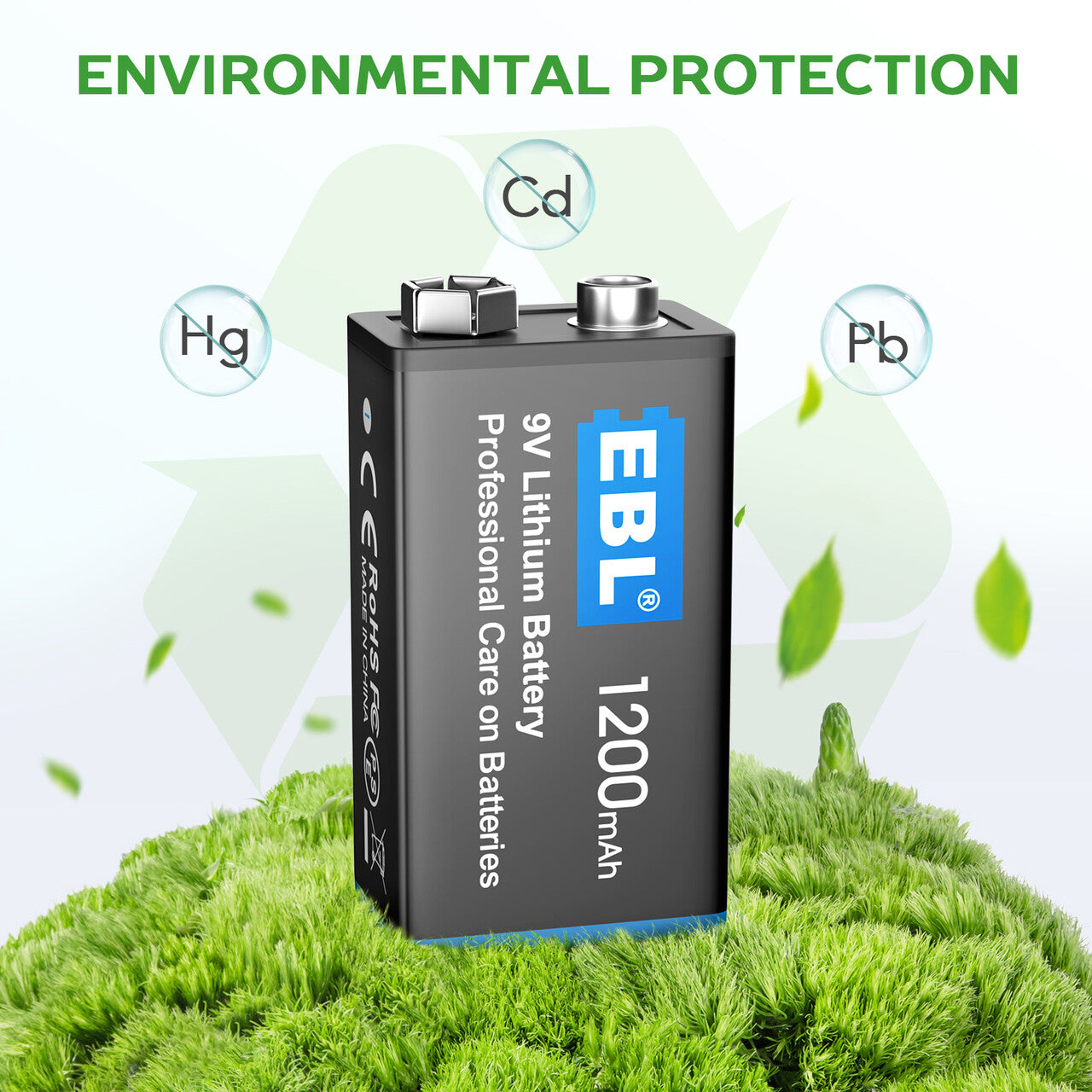 EBL Non-Rechargeable 1200mAh 9V Lithium Batteries