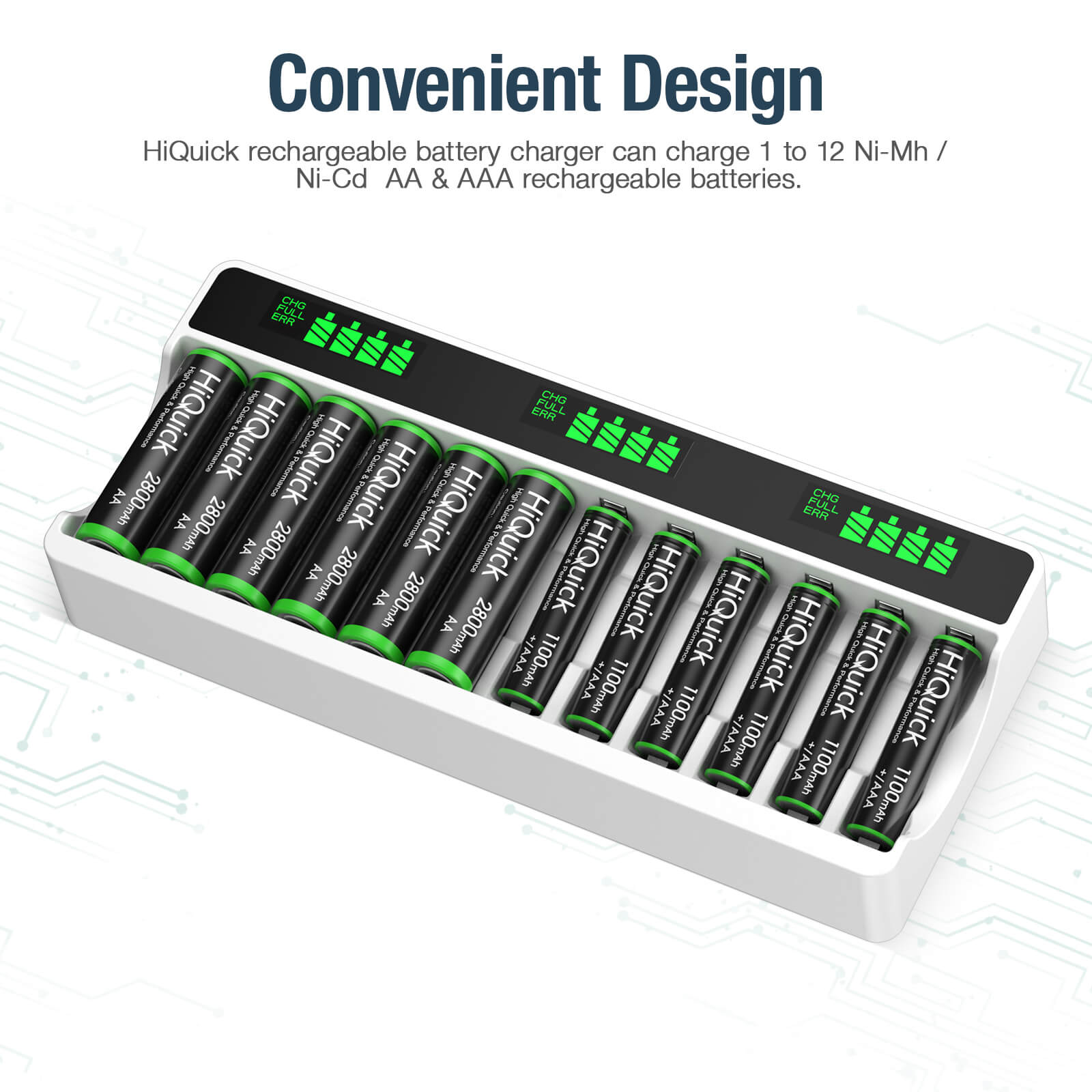 12 Slots LCD Battery Charger for AA & AAA Rechargeable Batteries