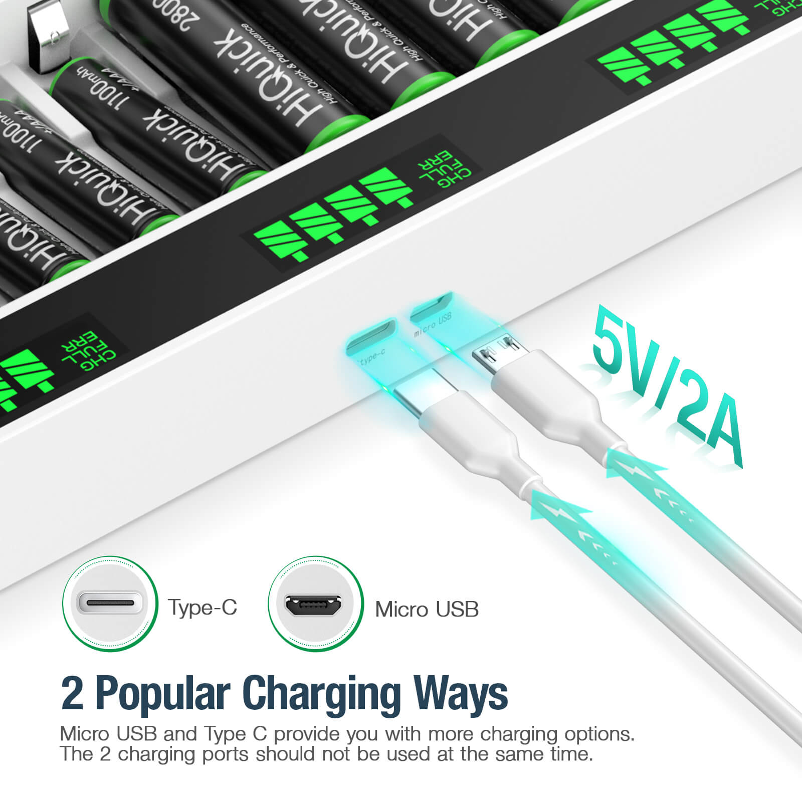 12 Slots LCD Battery Charger for AA & AAA Rechargeable Batteries