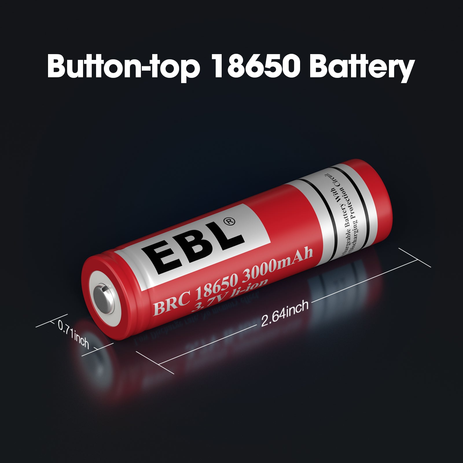 EBL BRC 18650 battery protected 3.7V 3000mAh - Protected Button Top