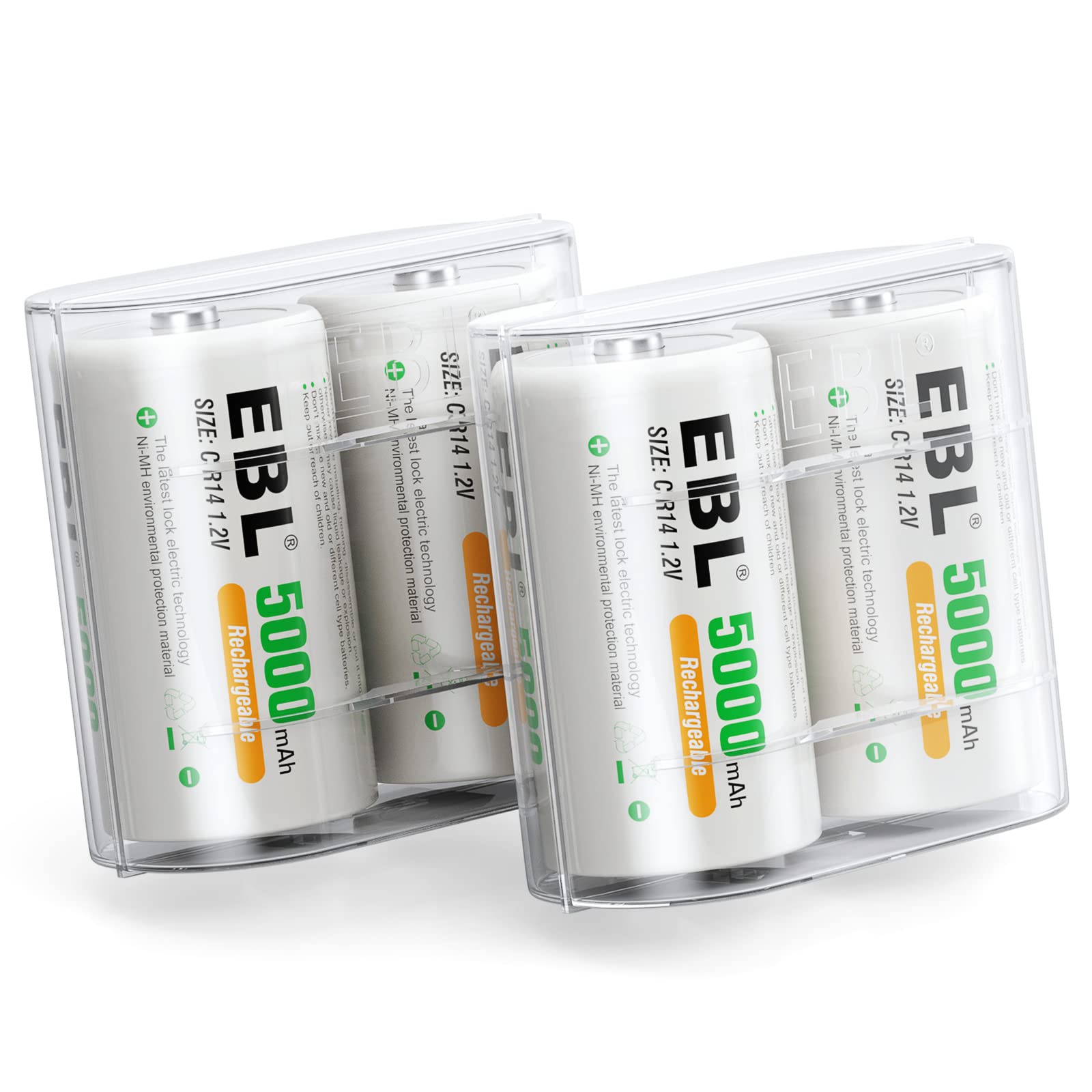 EBL Rechargeable Ni-MH C Battery Cells 5000mAh