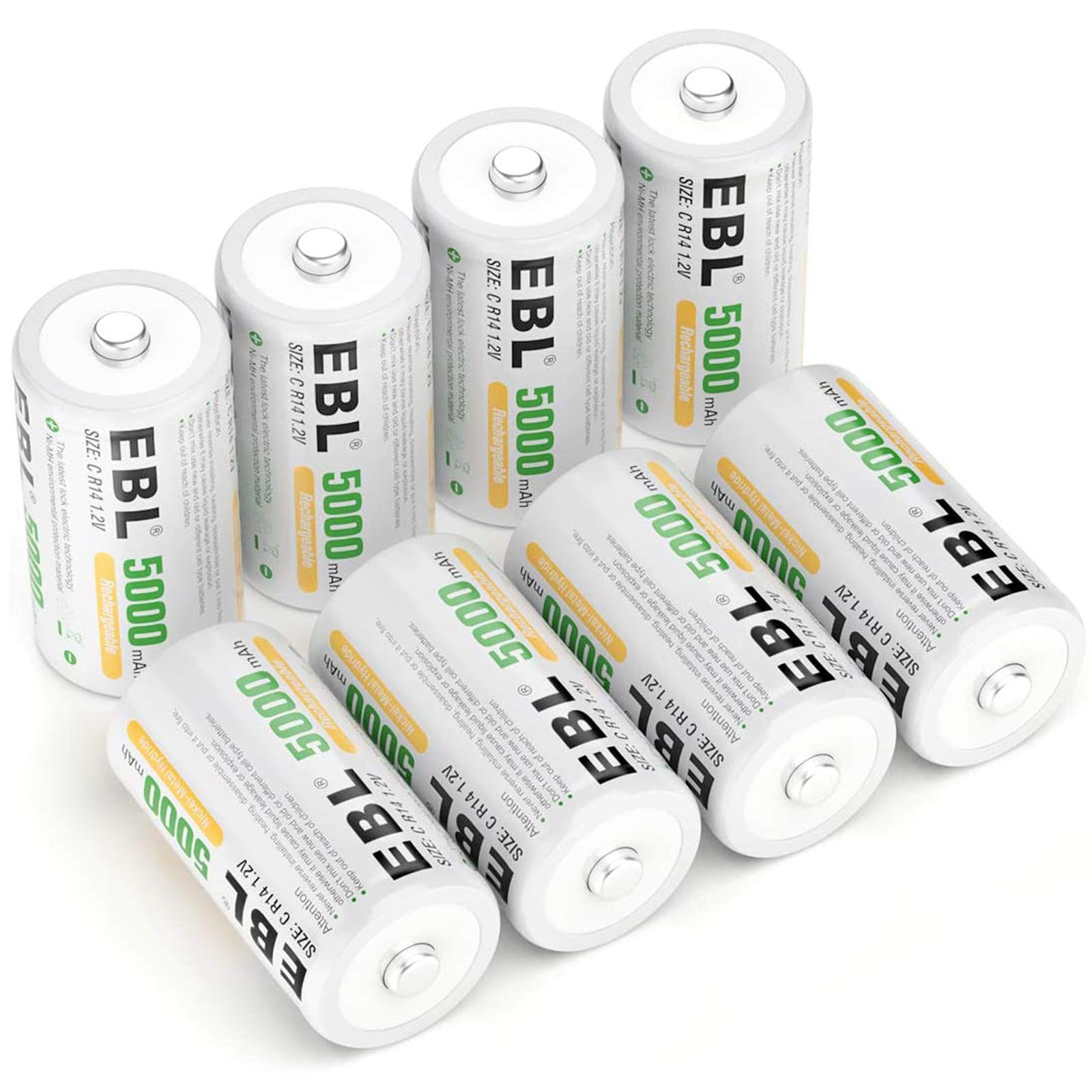 EBL Rechargeable Ni-MH C Battery Cells 5000mAh