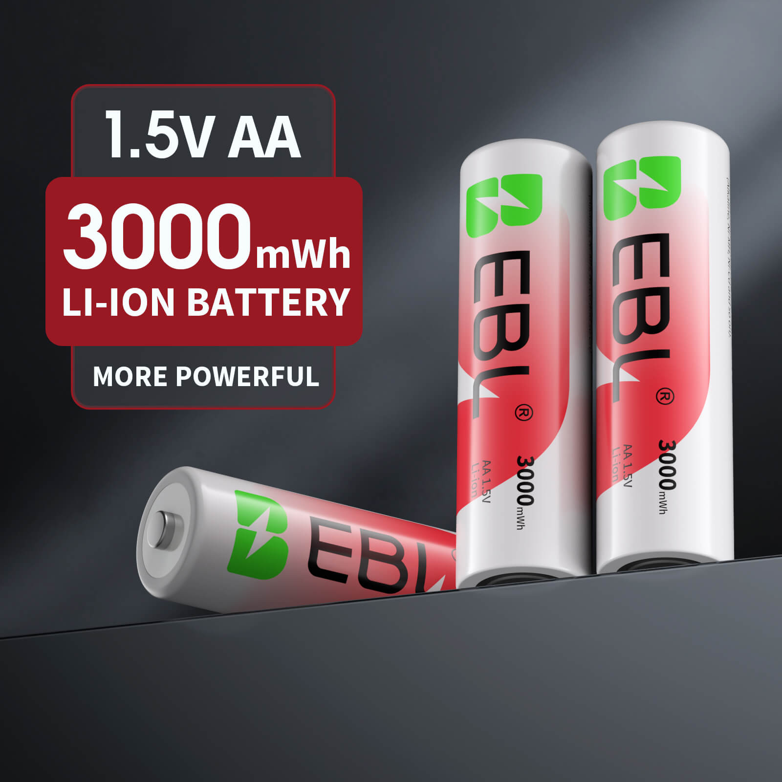 EBL Rechargeable Lithium AA Batteries with Universal Battery Charger