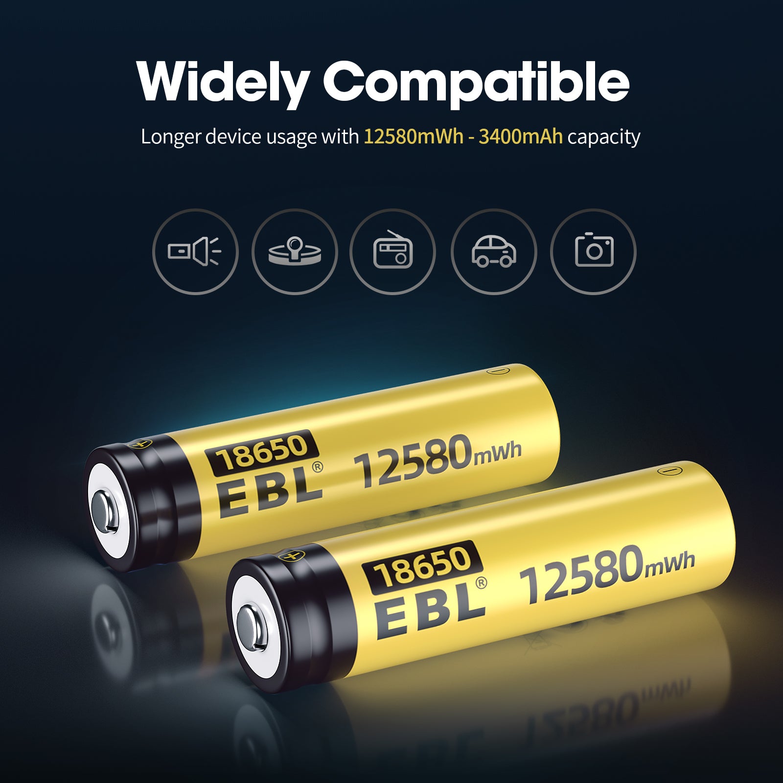 EBL 3.7V 18650 Lithium ion Rechargeable Batteries