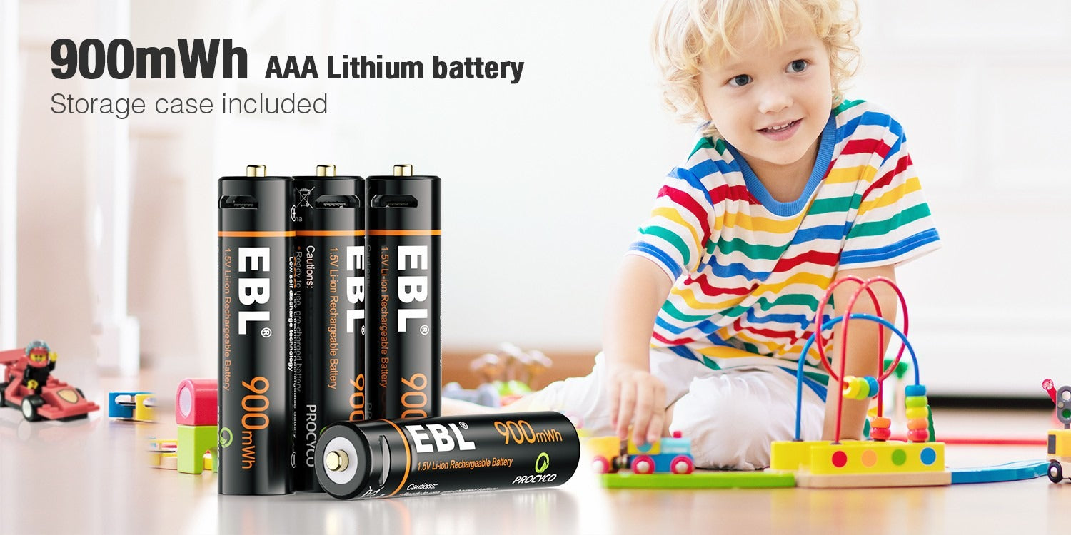 Batteries Paleblue Lithium AAA, LR03 – 640mAh – Rechargeable Type
