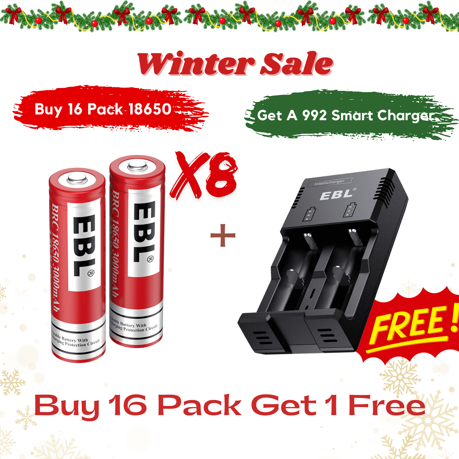 18650 batteries with free charger