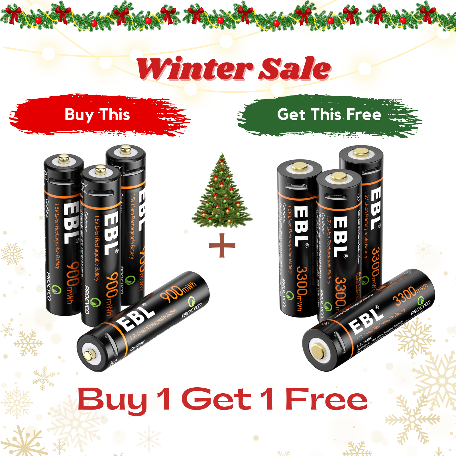 【Winter Sale】EBL USB Rechargeable AA AAA Li-ion Batteries