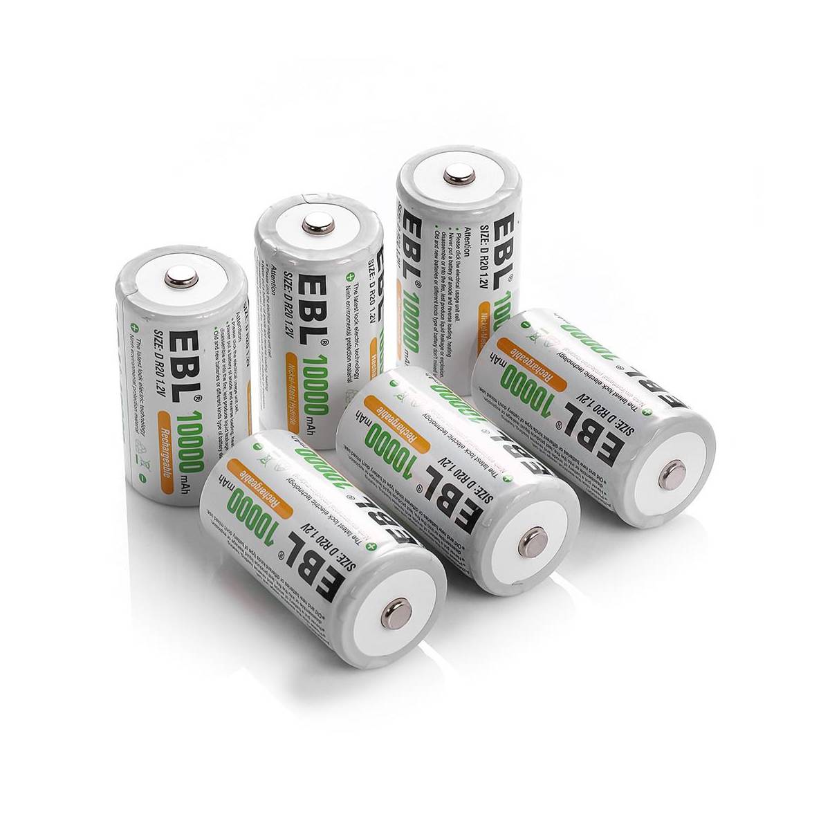 EBL 2/4/6/8Pcs D Size Rechargeable Batteries 1.2V 10,000mAh