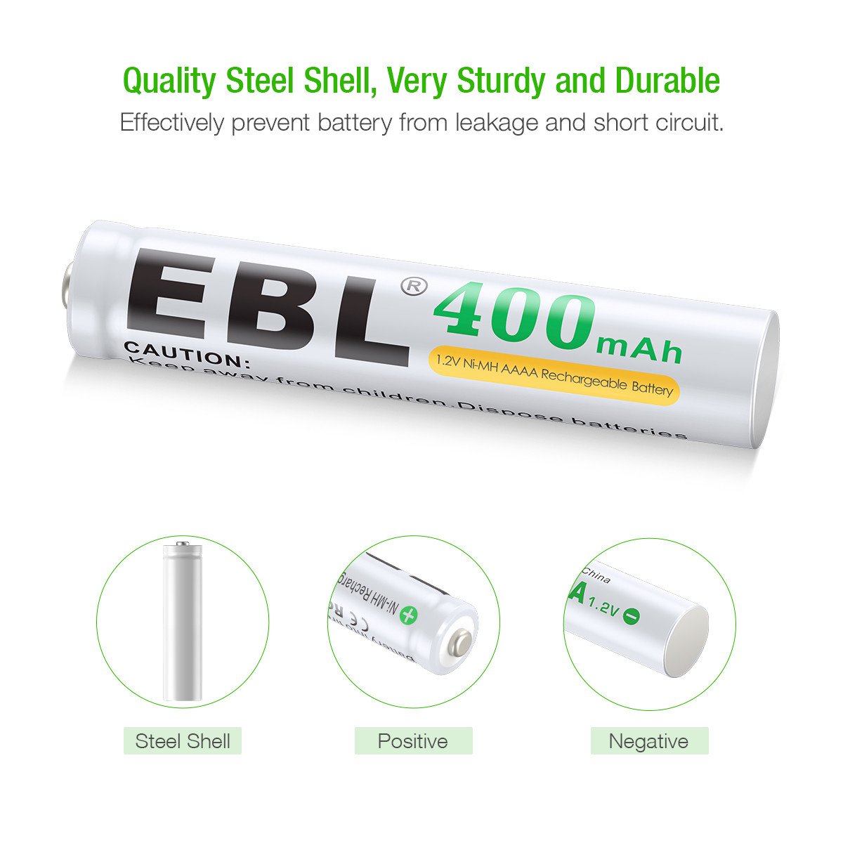 EBL AAAA Batteries with 807 Smart Battery Charger