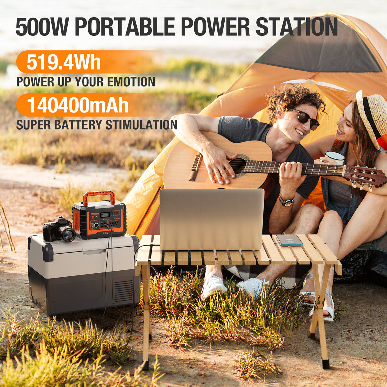 EBL Portable Power Station 500W with 100W Solar Panel