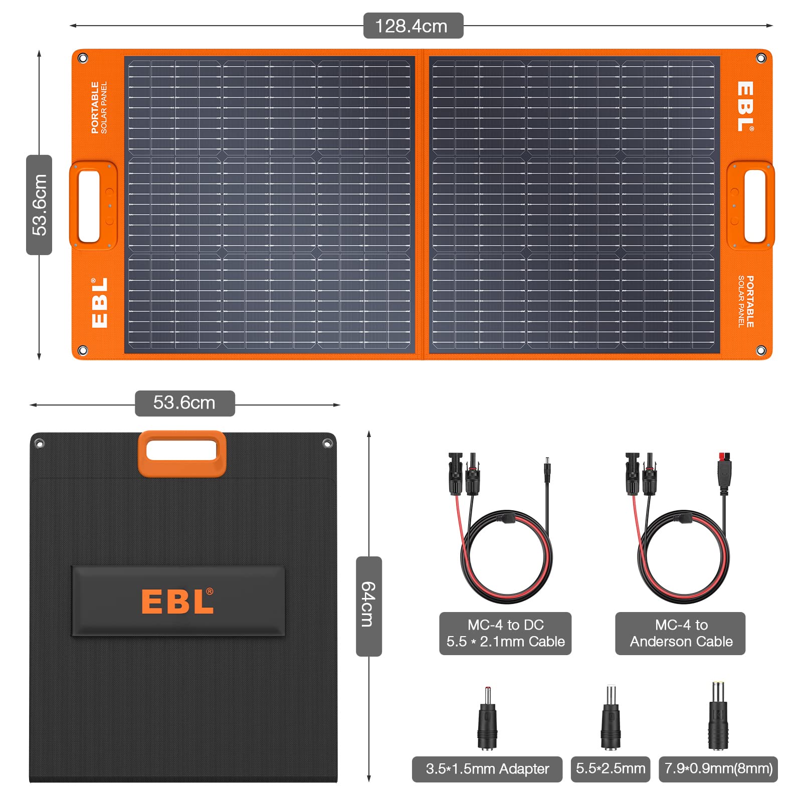 EBL Solar Apollo 100W Portable Solar Panel - Upgraded