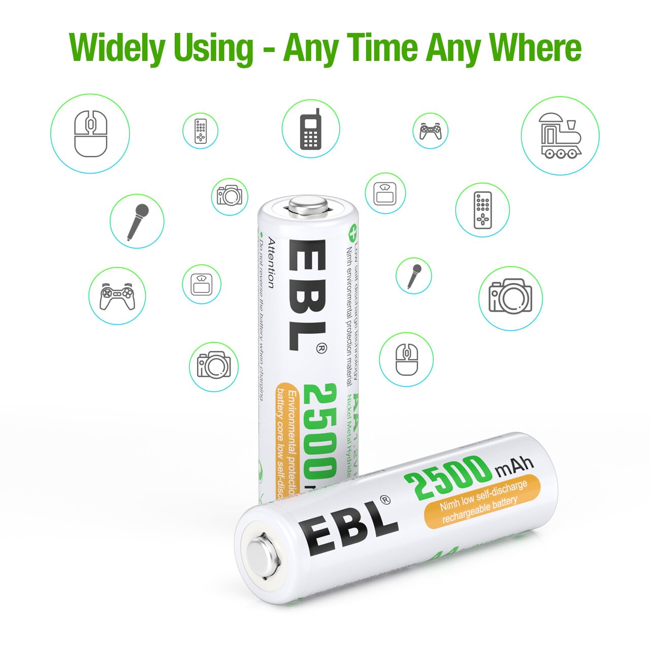 EBL AA Rechargeable Batteries 2500mAh