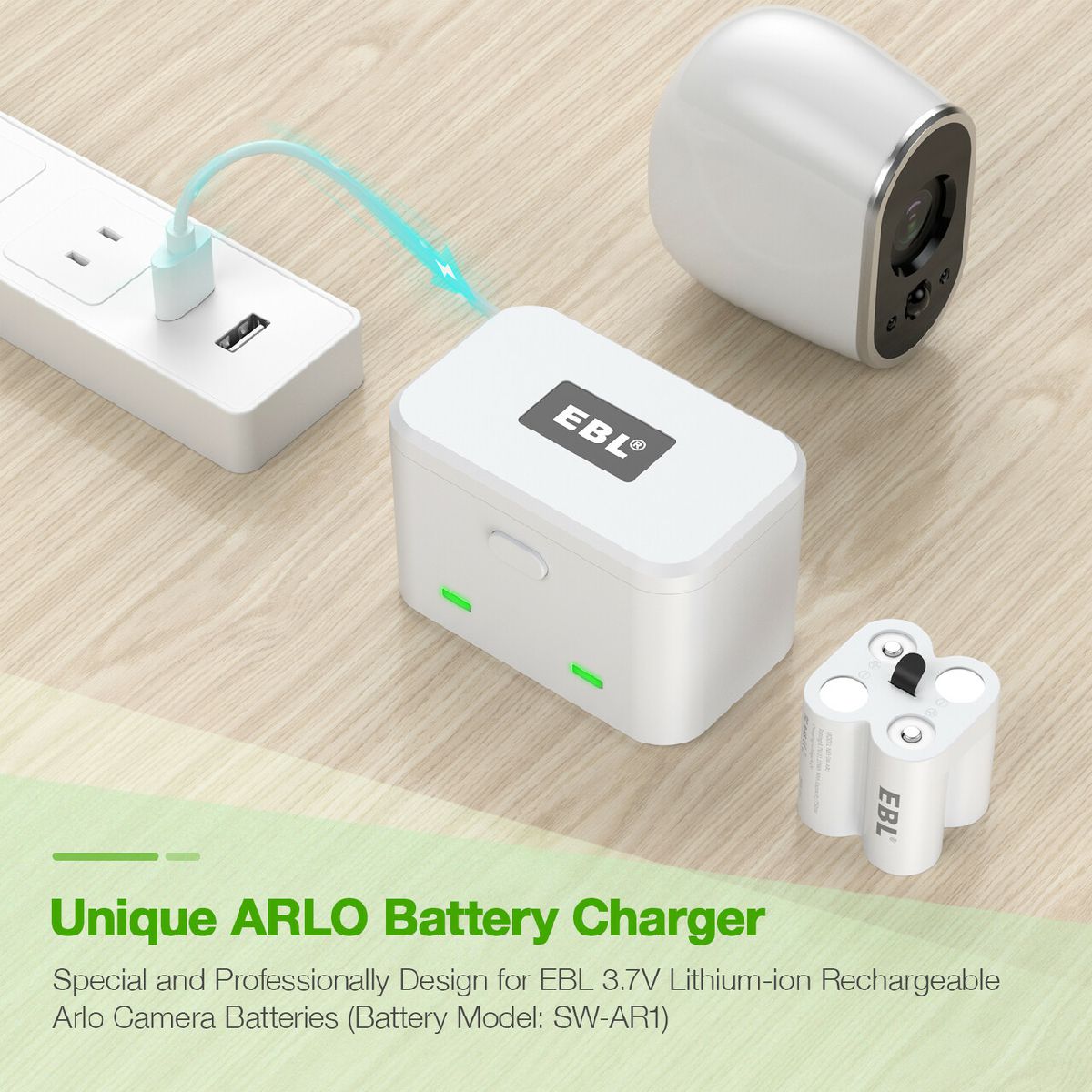 CR123A Camera Batteries 2 Packs and Battery Charger Compatible with Arlo Wireless Security Cameras