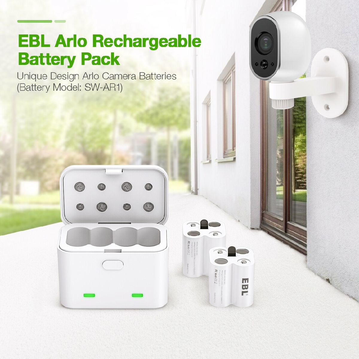 CR123A Camera Batteries 2 Packs and Battery Charger Compatible with Arlo Wireless Security Cameras