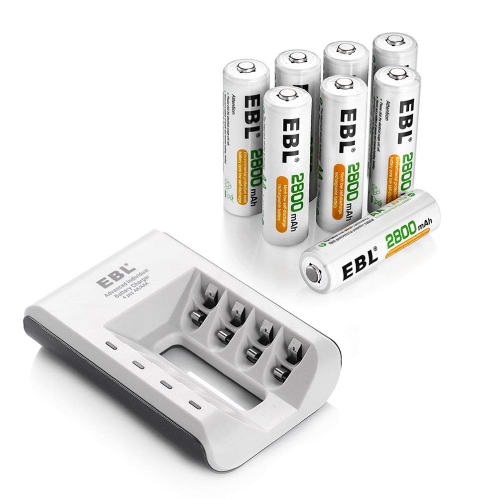 EBL  AA Batteries 2800mAh 8 Packs with Smart C807 Battery Charger - EBLOfficial