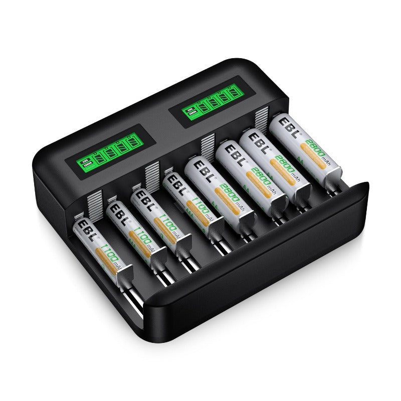 EBL C9008 LCD Battery Charger with AA AAA Rechargeable Batteries