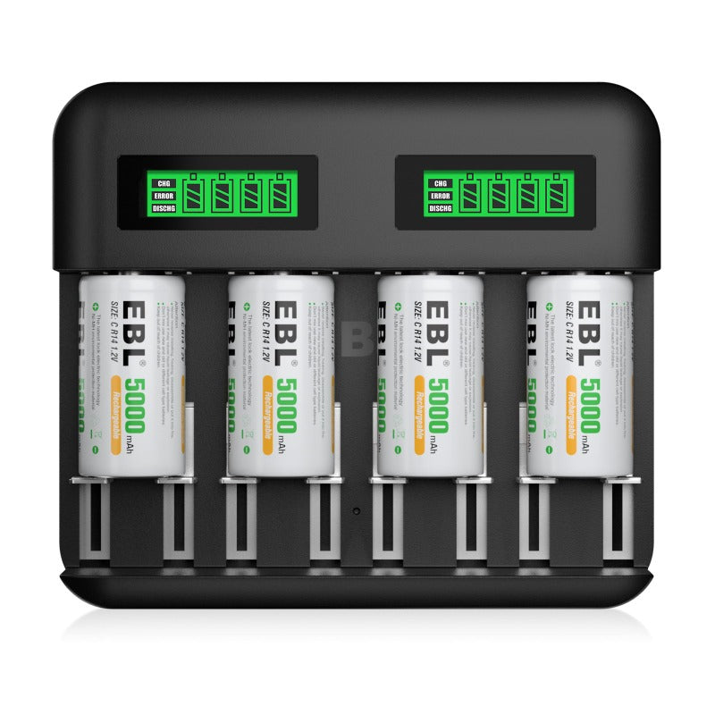 EBL C9008 LCD Battery Charger with C D Rechargeable Batteries