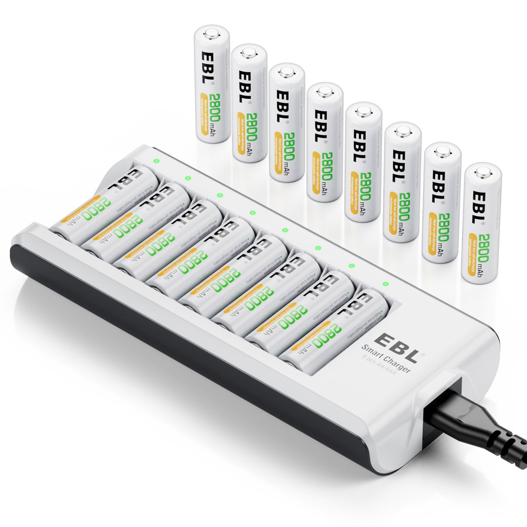 NEW USB Rechargable BATTERIES SET w/ Charger, 8 AA, 2 AAA, 2C & 2D