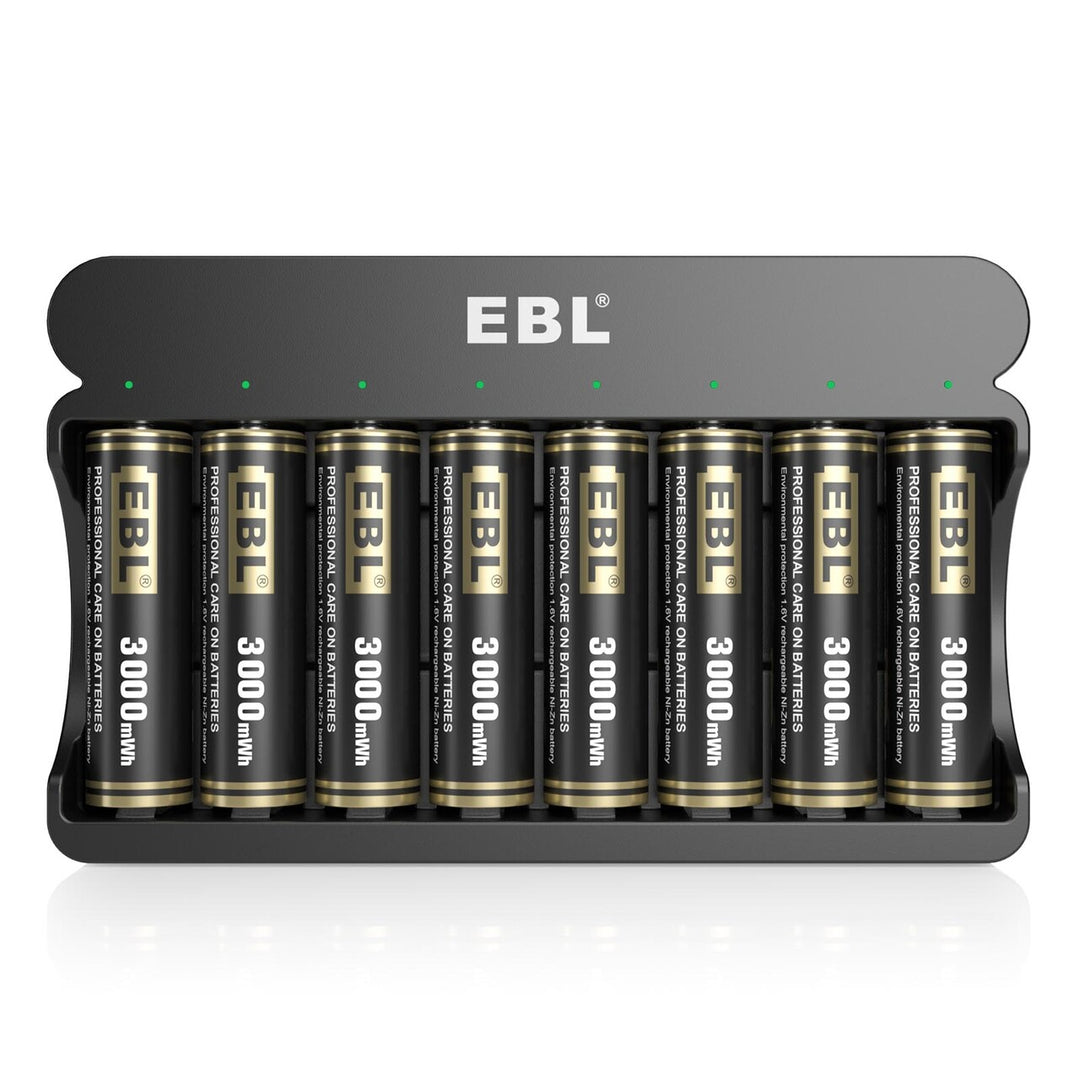  EBL 8 Bay Battery Charger with LCD Screen Fast Charging, AA AAA Battery  Charger with 2800mAh NiMH AA Batteries 4pcs & 1100mAh AAA Battery 4pcs  Combo : Electronics