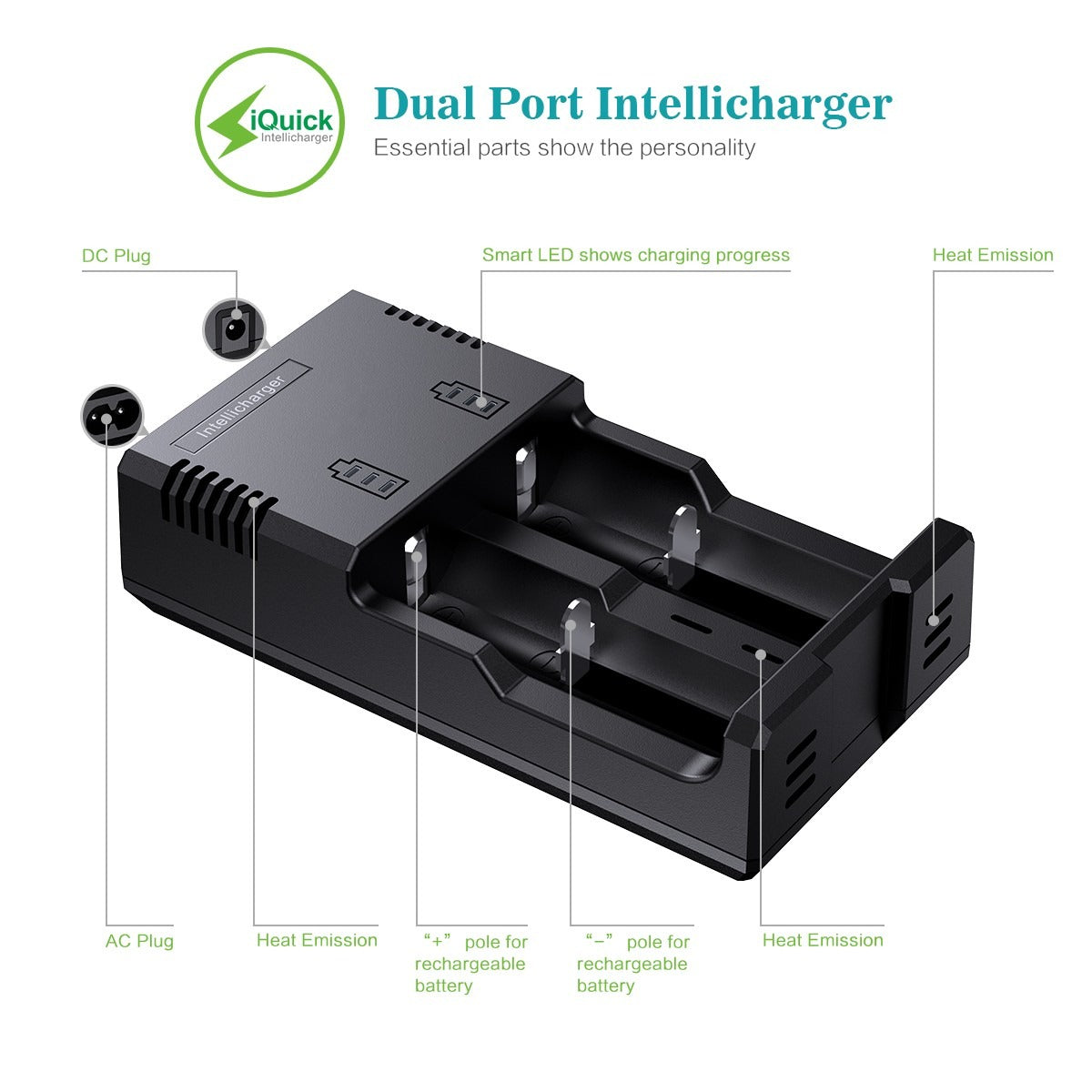 EBL 4Pcs 14500 Rechargeable Batteries with 992 Battery Charger