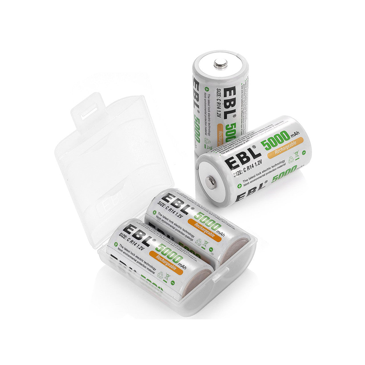 EBL Rechargeable Ni-MH C Battery Cells 5000mAh - EBLOfficial