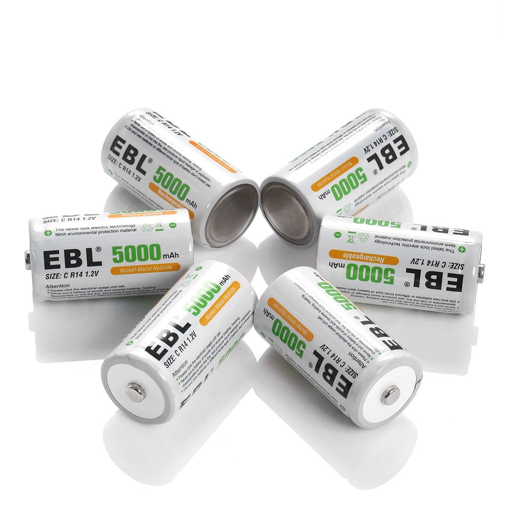 EBL Rechargeable Ni-MH C Battery Cells 5000mAh - EBLOfficial