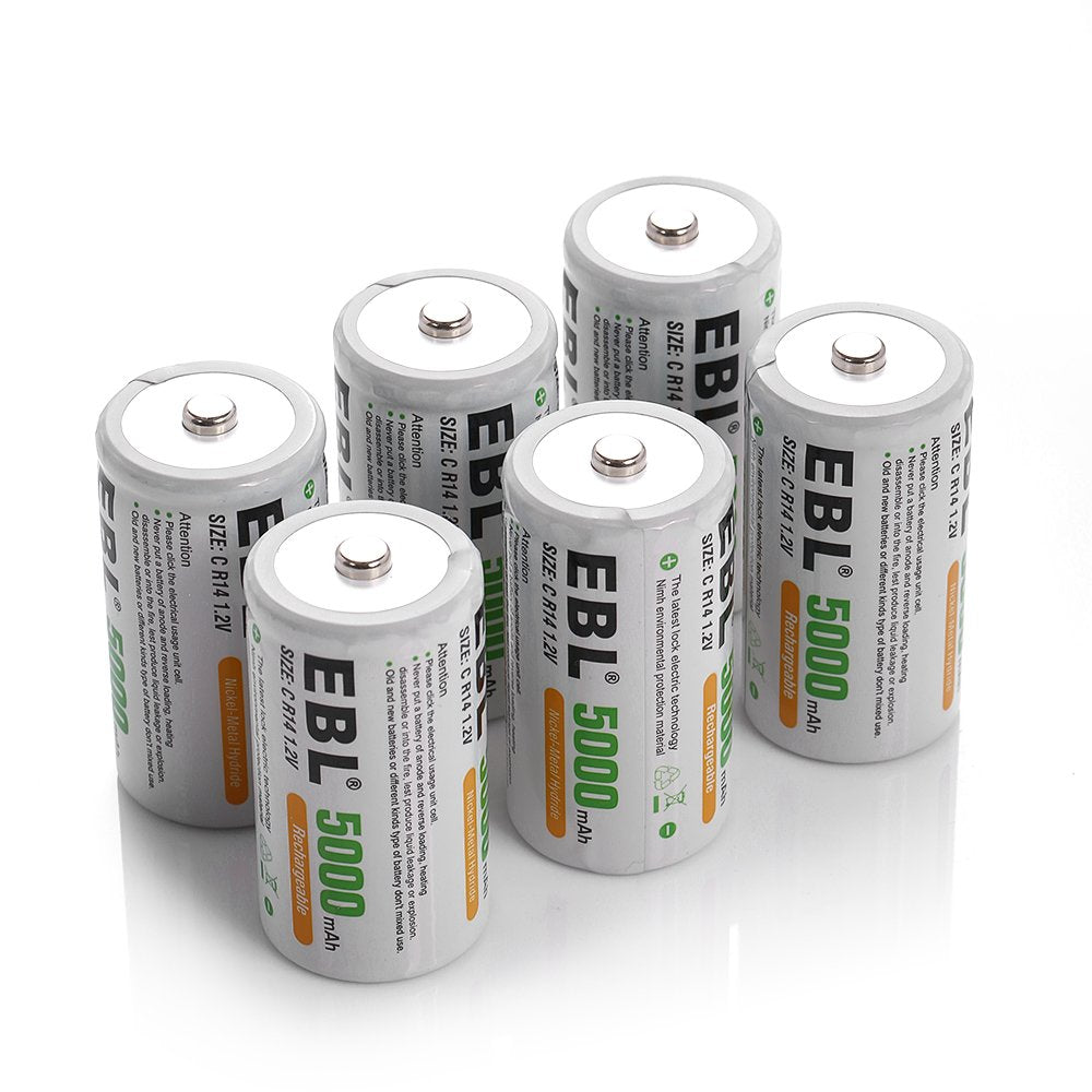 EBL Rechargeable Ni-MH C Battery Cells 5000mAh - EBLOfficial