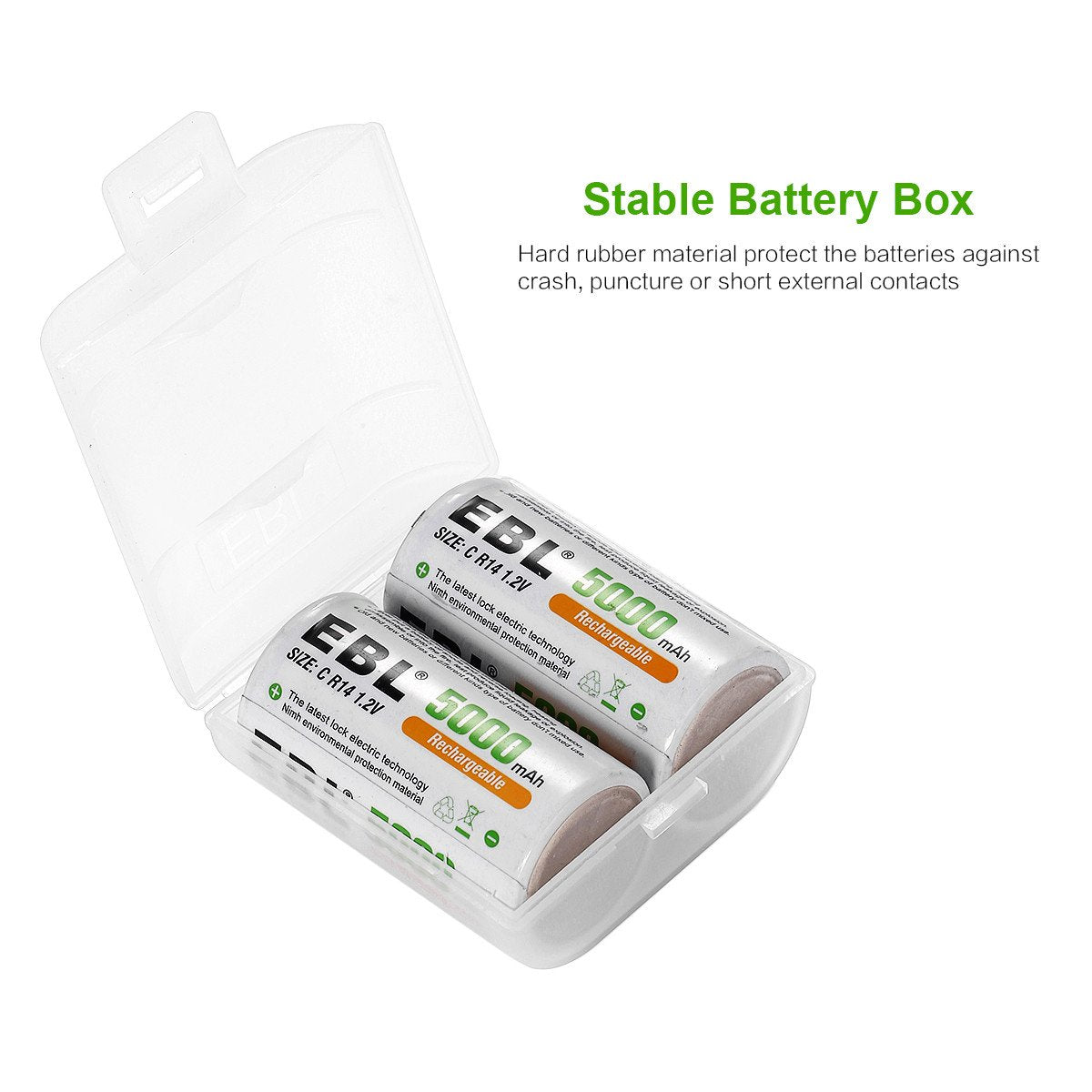 EBL Rechargeable Ni-MH C Battery Cells 5000mAh - EBLOfficial