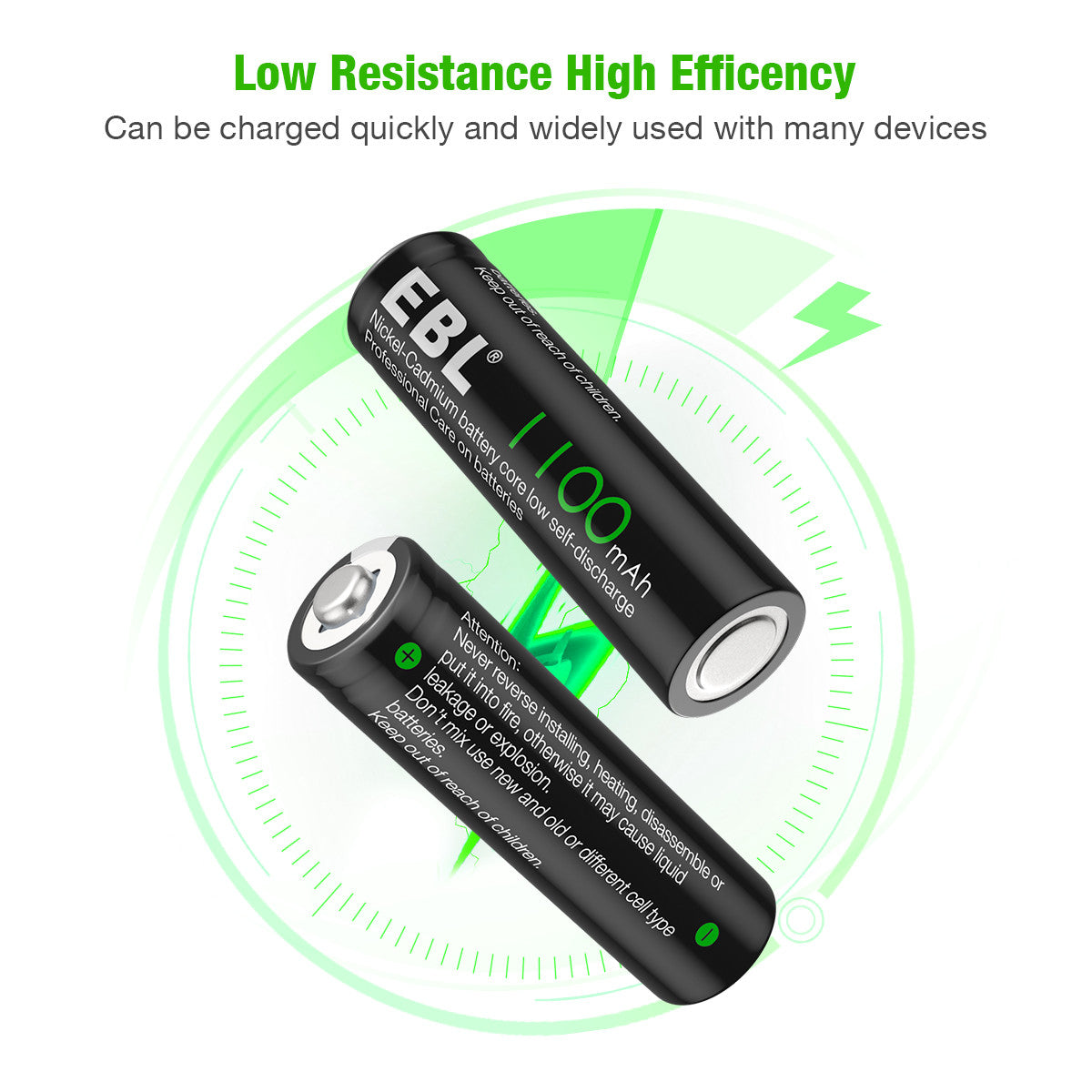 EBL AA Ni-Cd Rechargeable Batteries 1100mAh - EBLOfficial